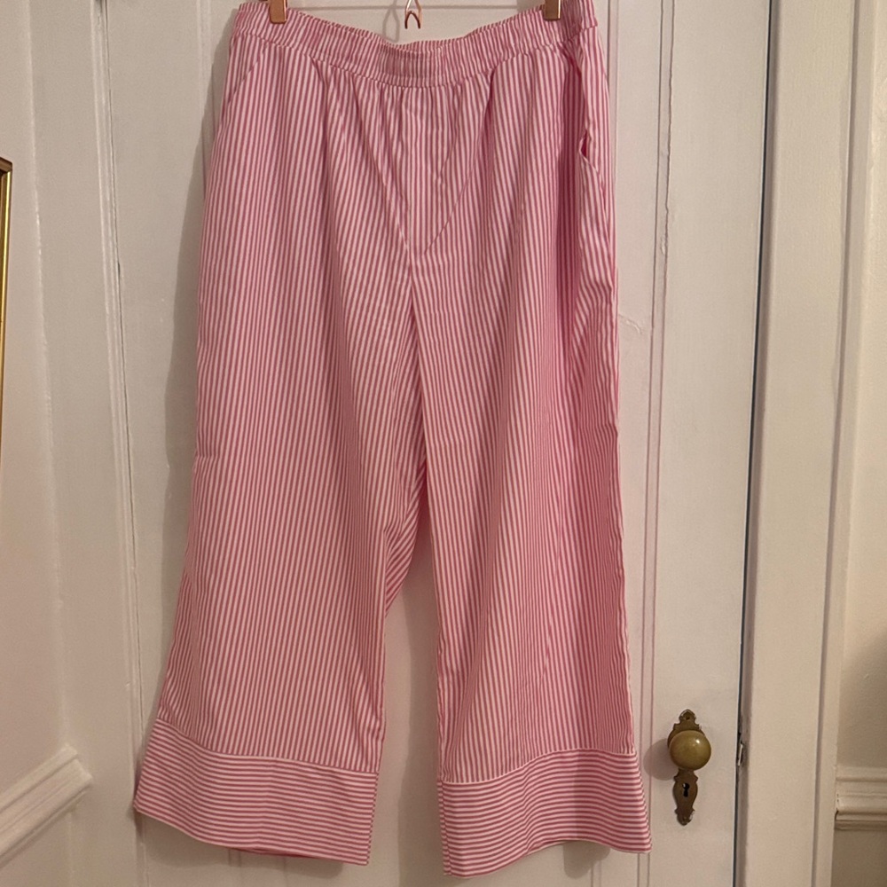 Pink Striped Wide-Leg Pants